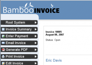 Bamboo invoice - invoice screen
